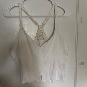 Aerie Cream Strappy Bralette Top with Lace Accents